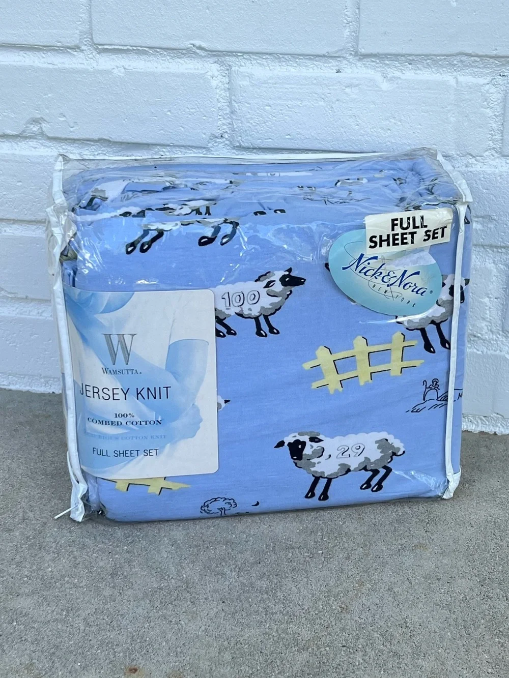 Rare Vintage Nick and Nora New Sealed Cotton Full Sheet Set Counting Sheep